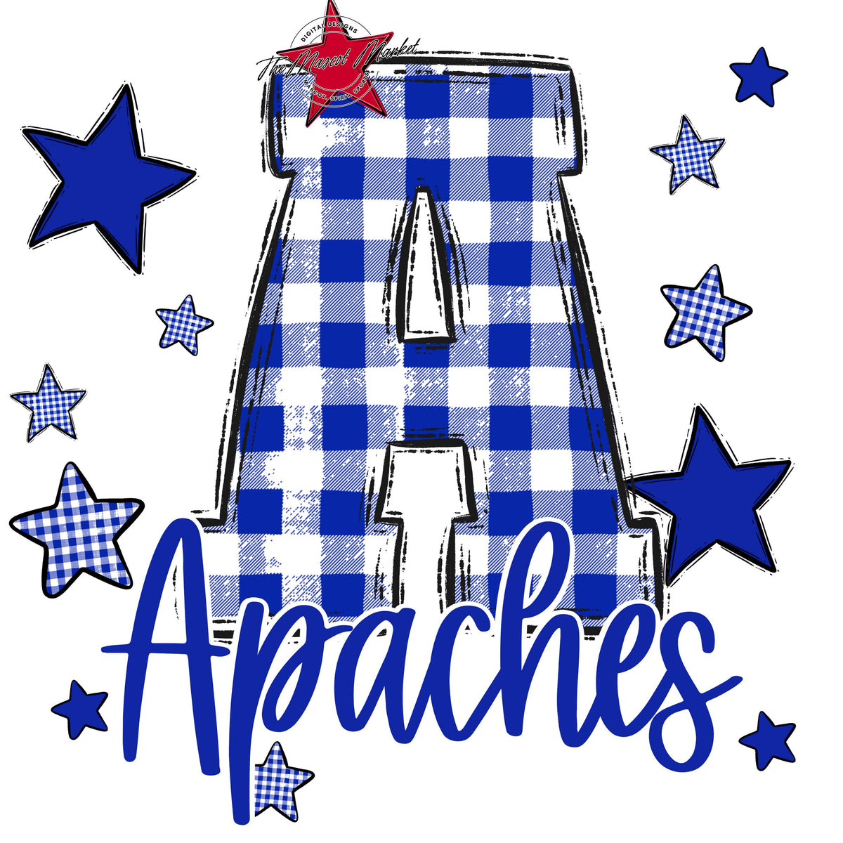 Apaches Plaid Star Design-Royal Blue