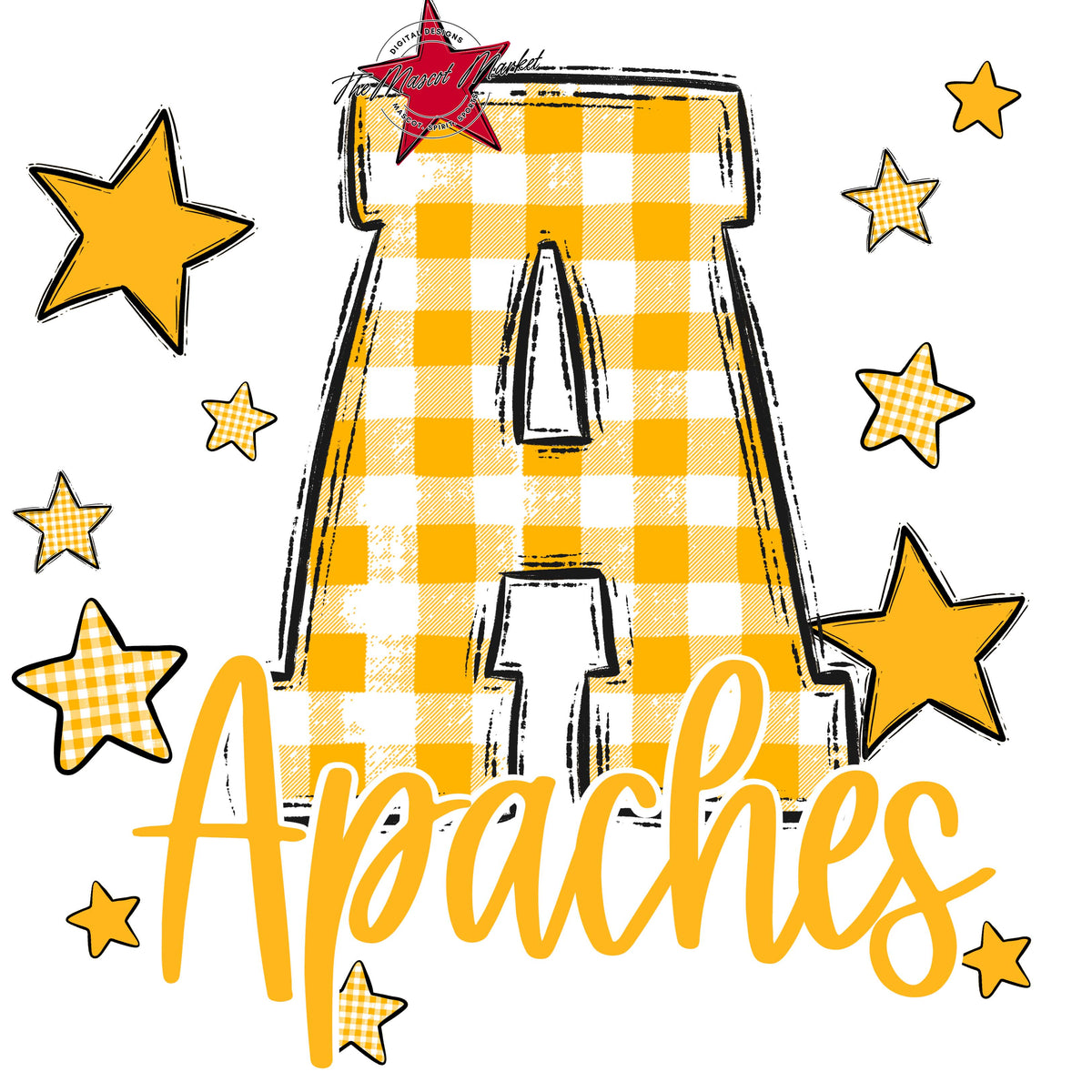 Apaches Plaid Star Design-Yellow