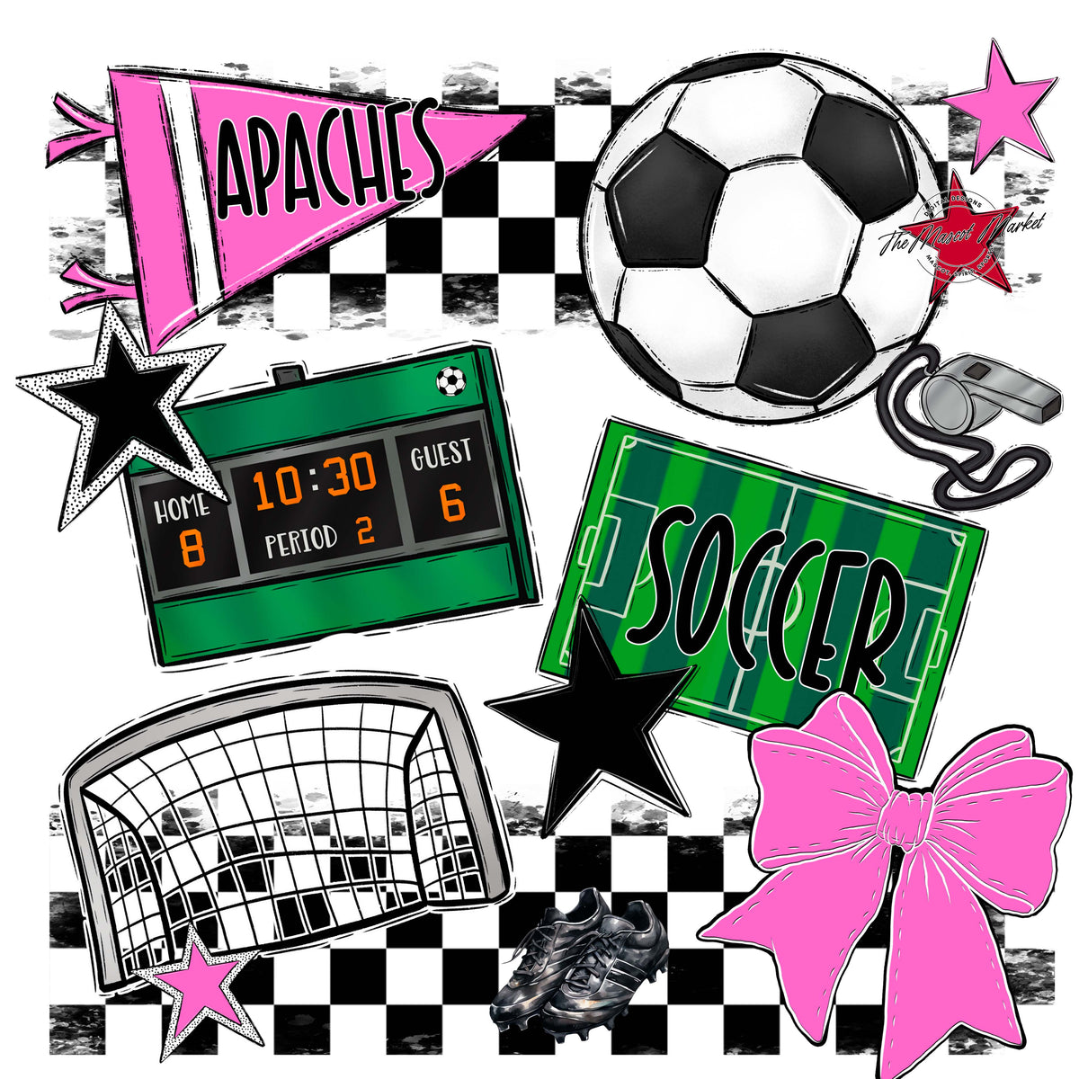 Apaches Soccer Checkers Design-Baby Pink