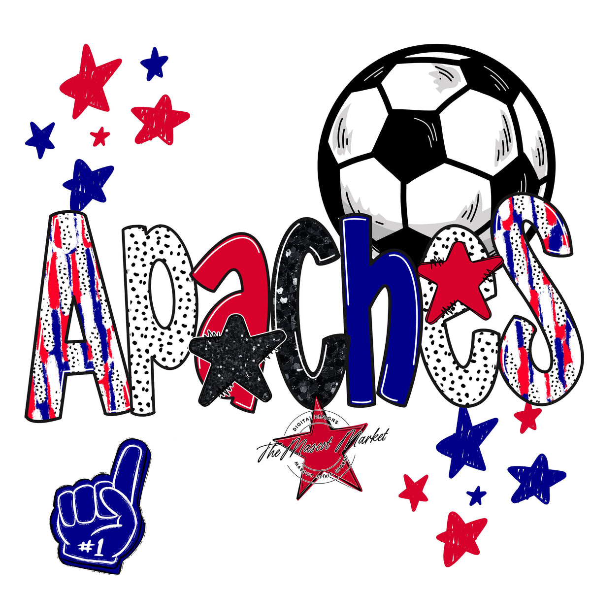 Apaches Soccer Scrape-Blue & Red