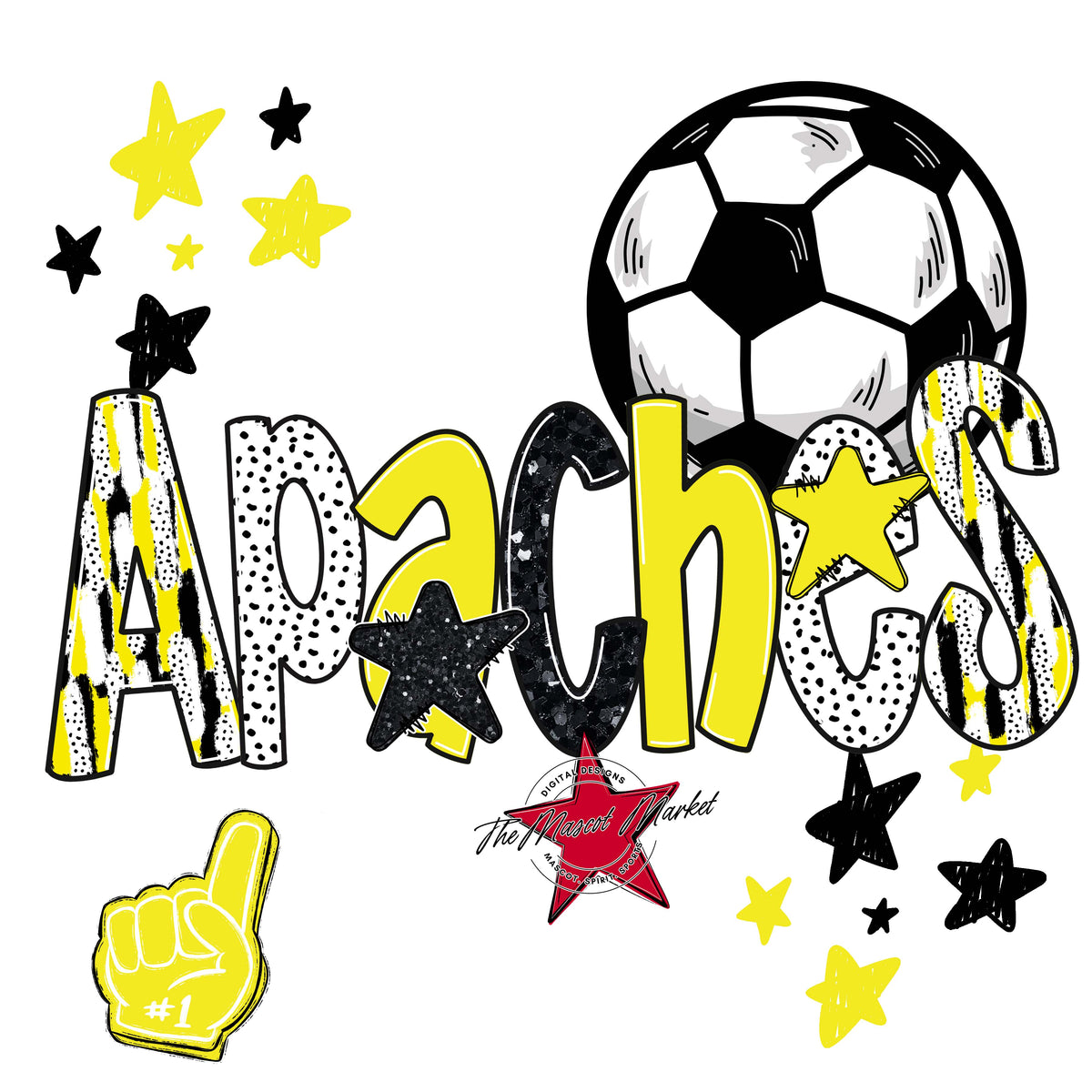 Apaches Soccer Scrape-Bright Yellow