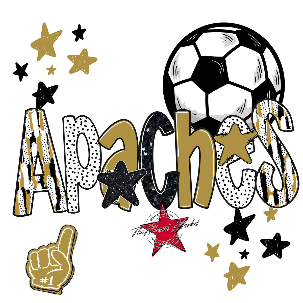 Apaches Soccer Scrape-Gold
