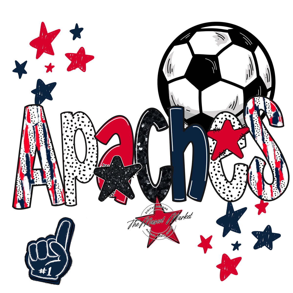 Apaches Soccer Scrape-Navy & Red