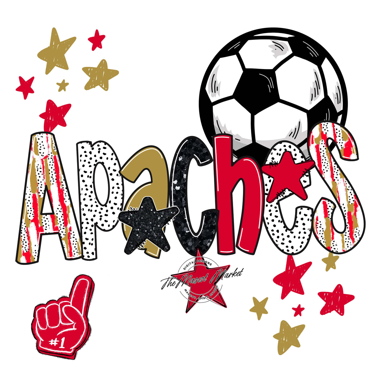 Apaches Soccer Scrape-Red & Gold
