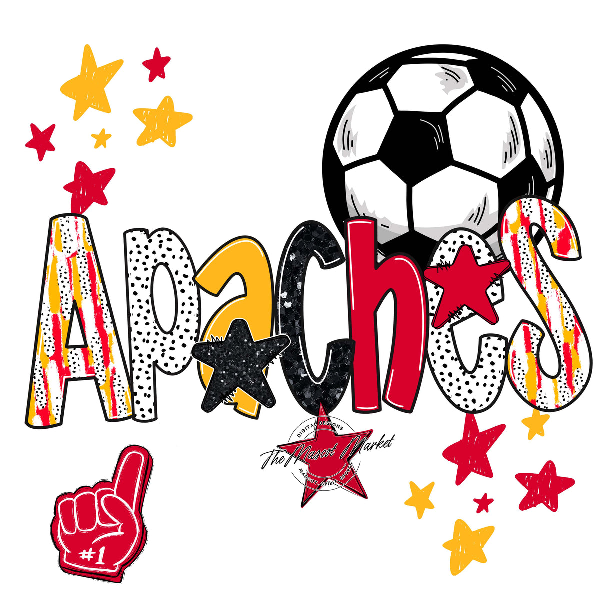 Apaches Soccer Scrape-Red & Yellow