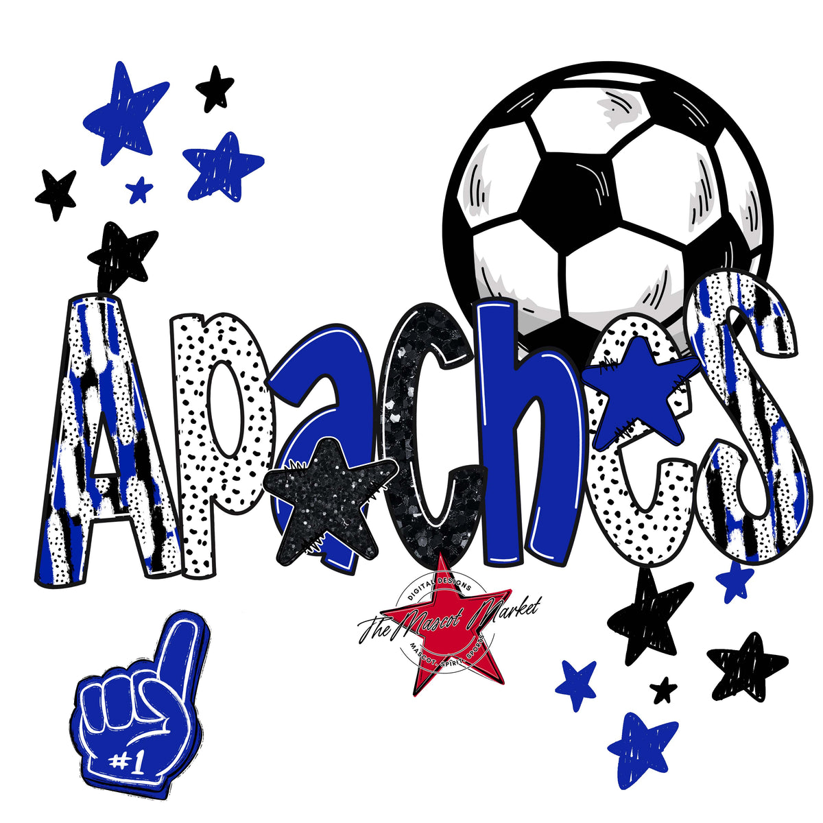 Apaches Soccer Scrape-Royal Blue