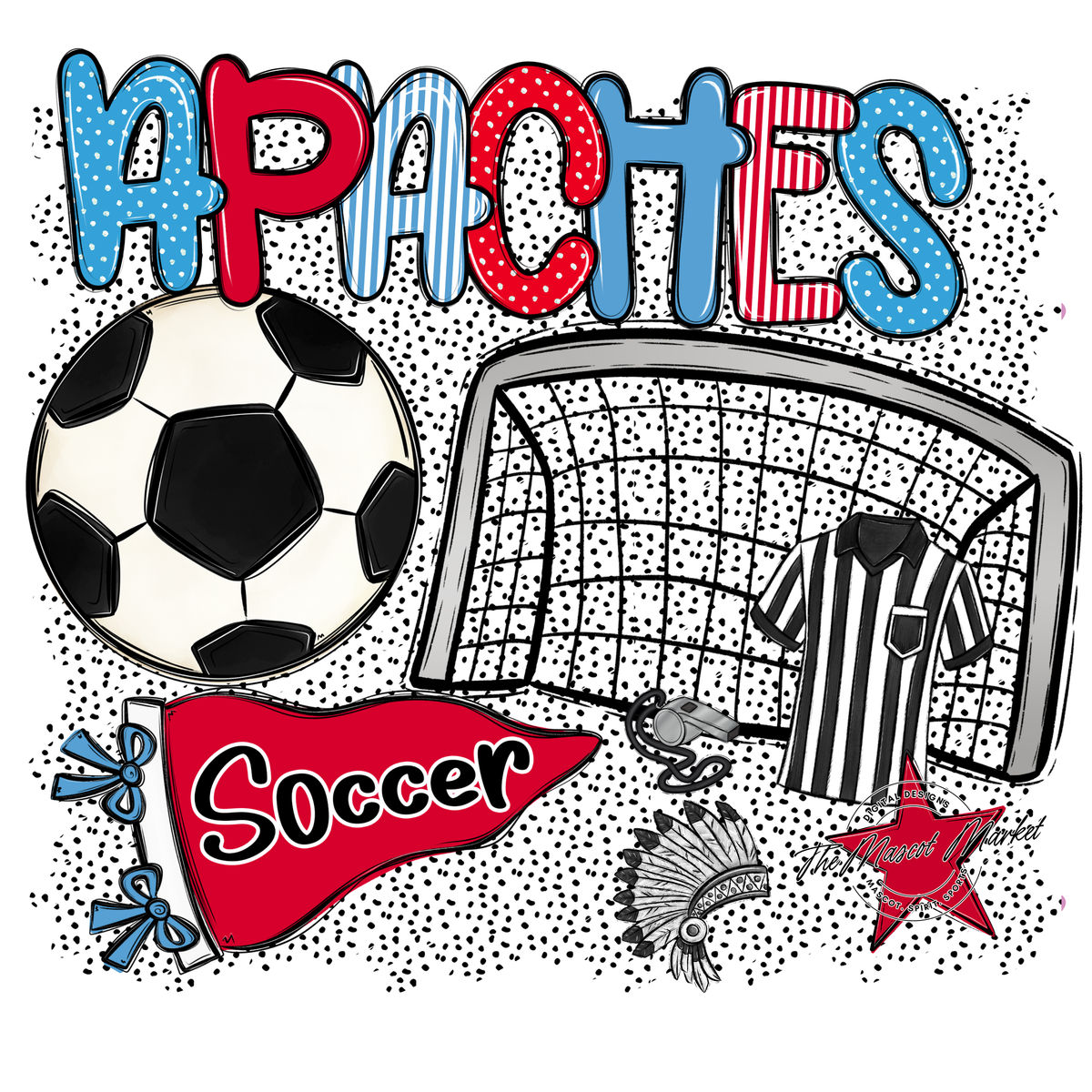 Apaches Soccer Spirit-Carolina Blue & Red