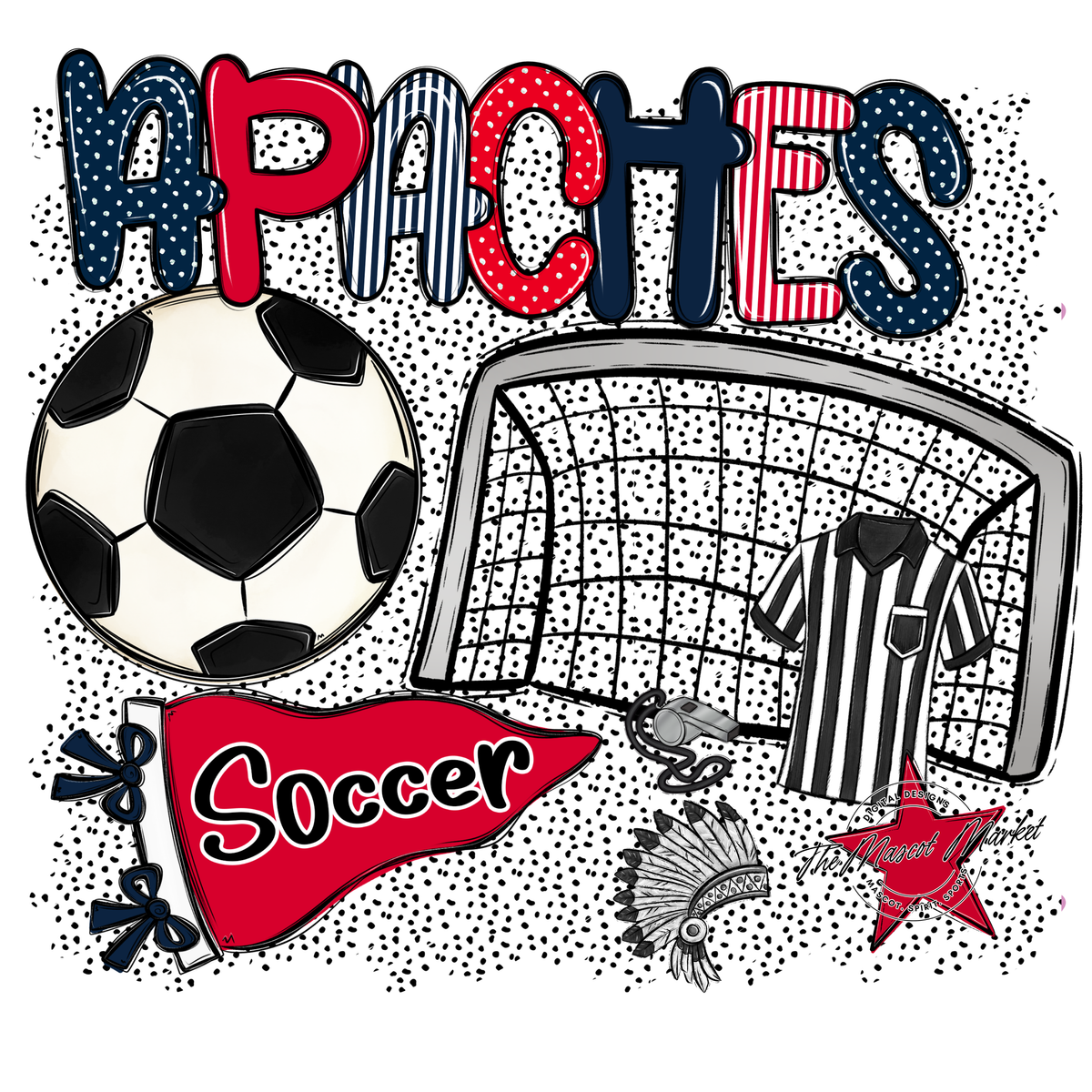 Apaches Soccer Spirit-Navy & Red