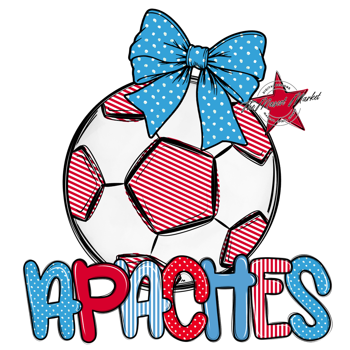Apaches Soccer Spirit Design-Carolina Blue & Red
