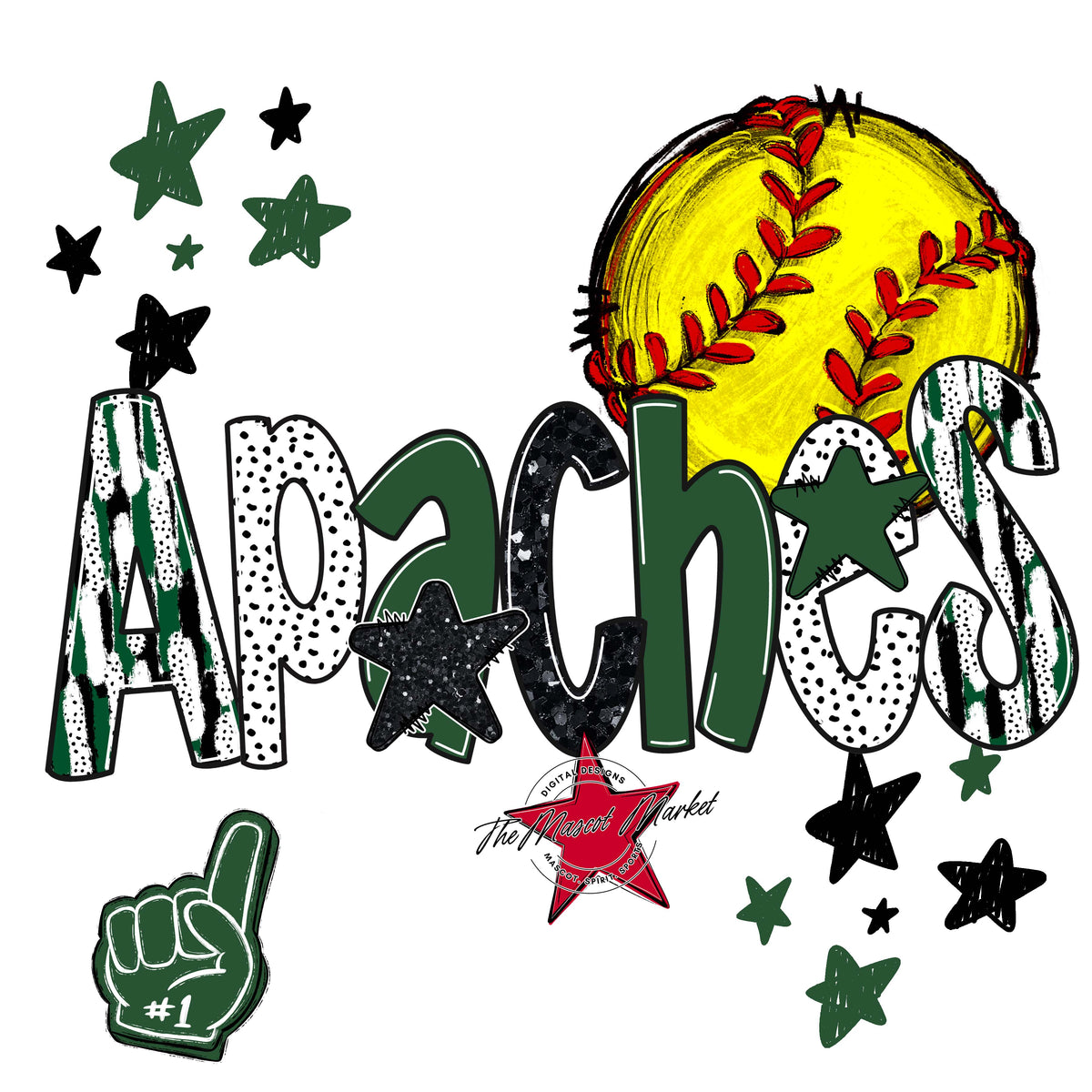 Apaches Softball Scrape-Green