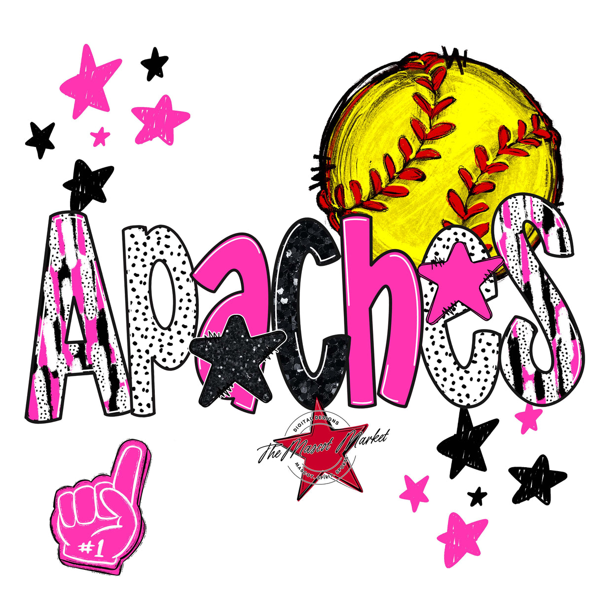 Apaches Softball Scrape-Pink