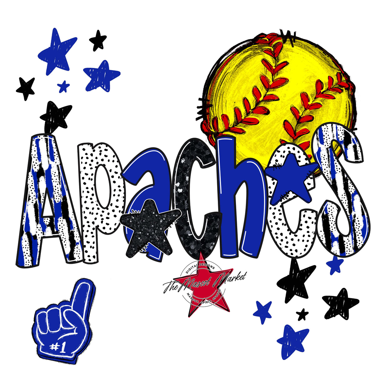 Apaches Softball Scrape-Royal Blue