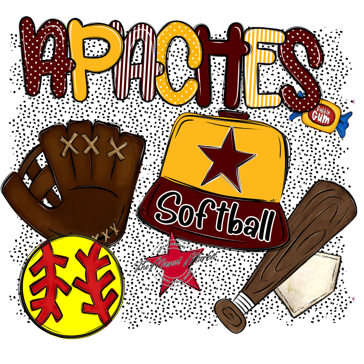 Apaches Softball Spirit-Maroon & Yellow