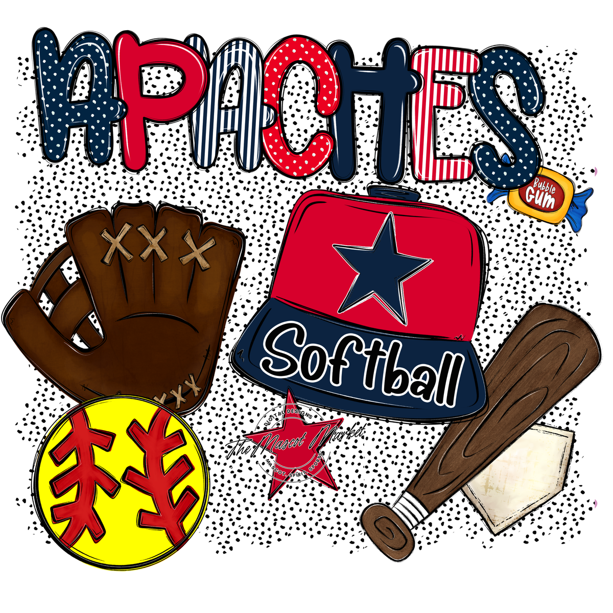 Apaches Softball Spirit-Navy & Red