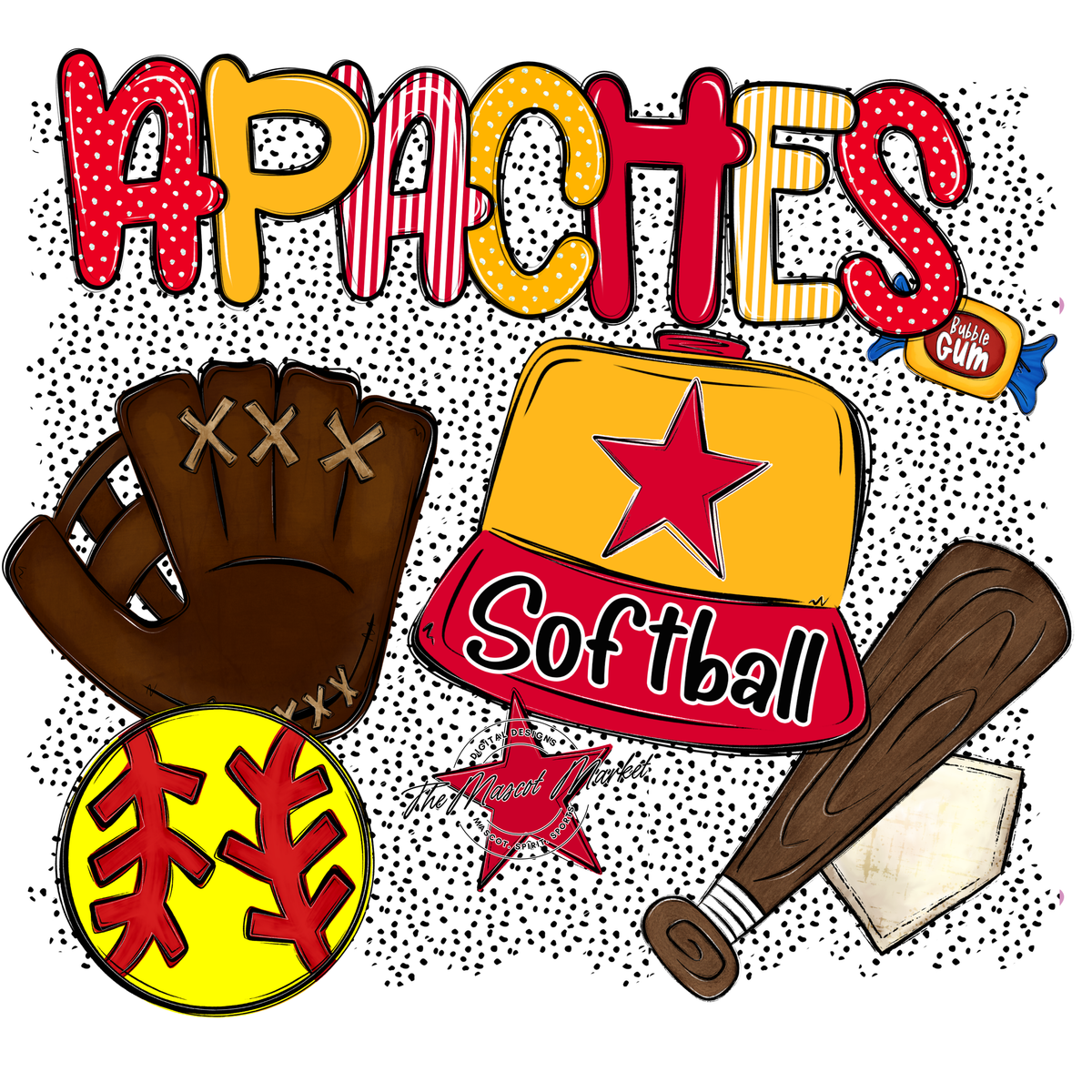 Apaches Softball Spirit-Red & Yellow
