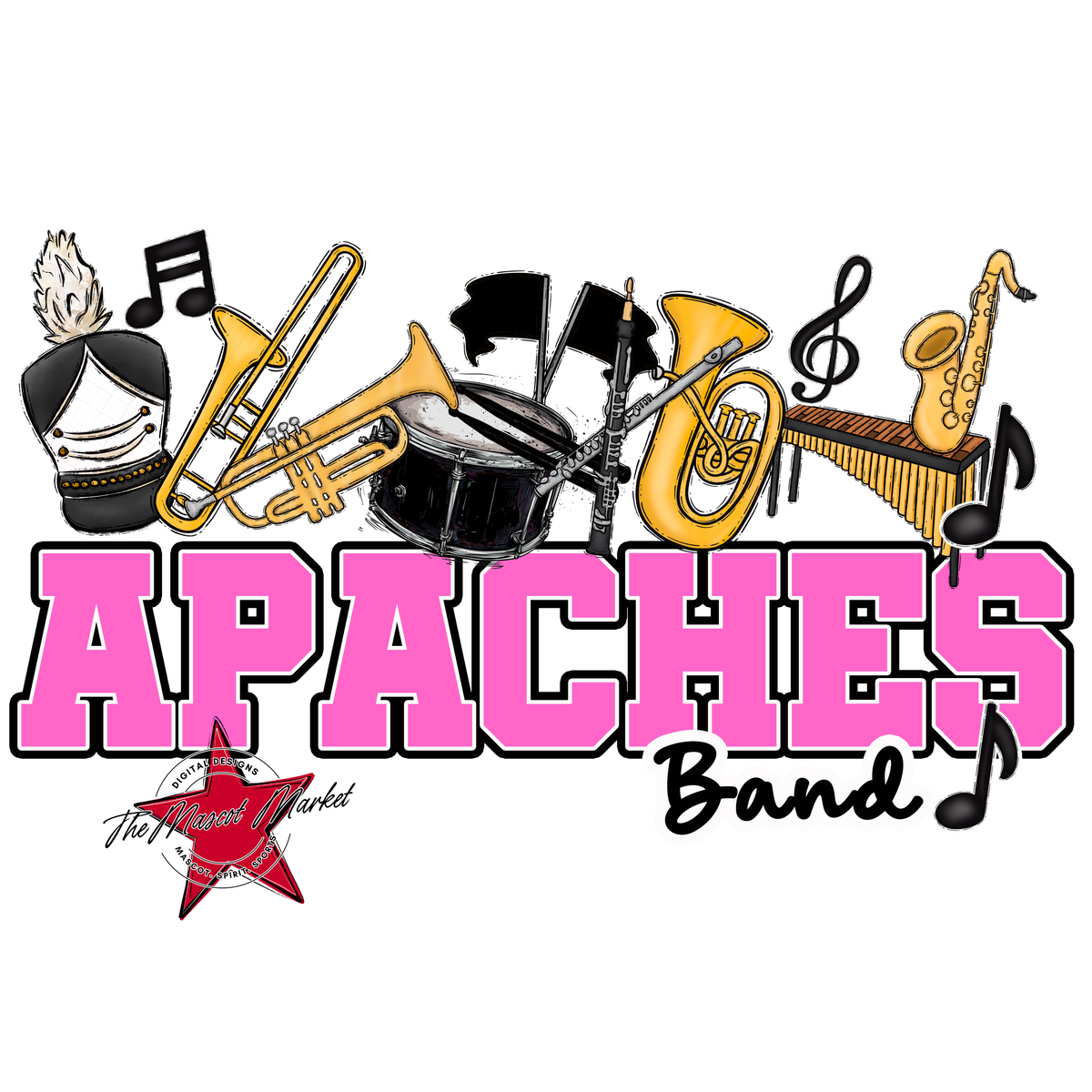 Apaches Varsity Band-Baby Pink