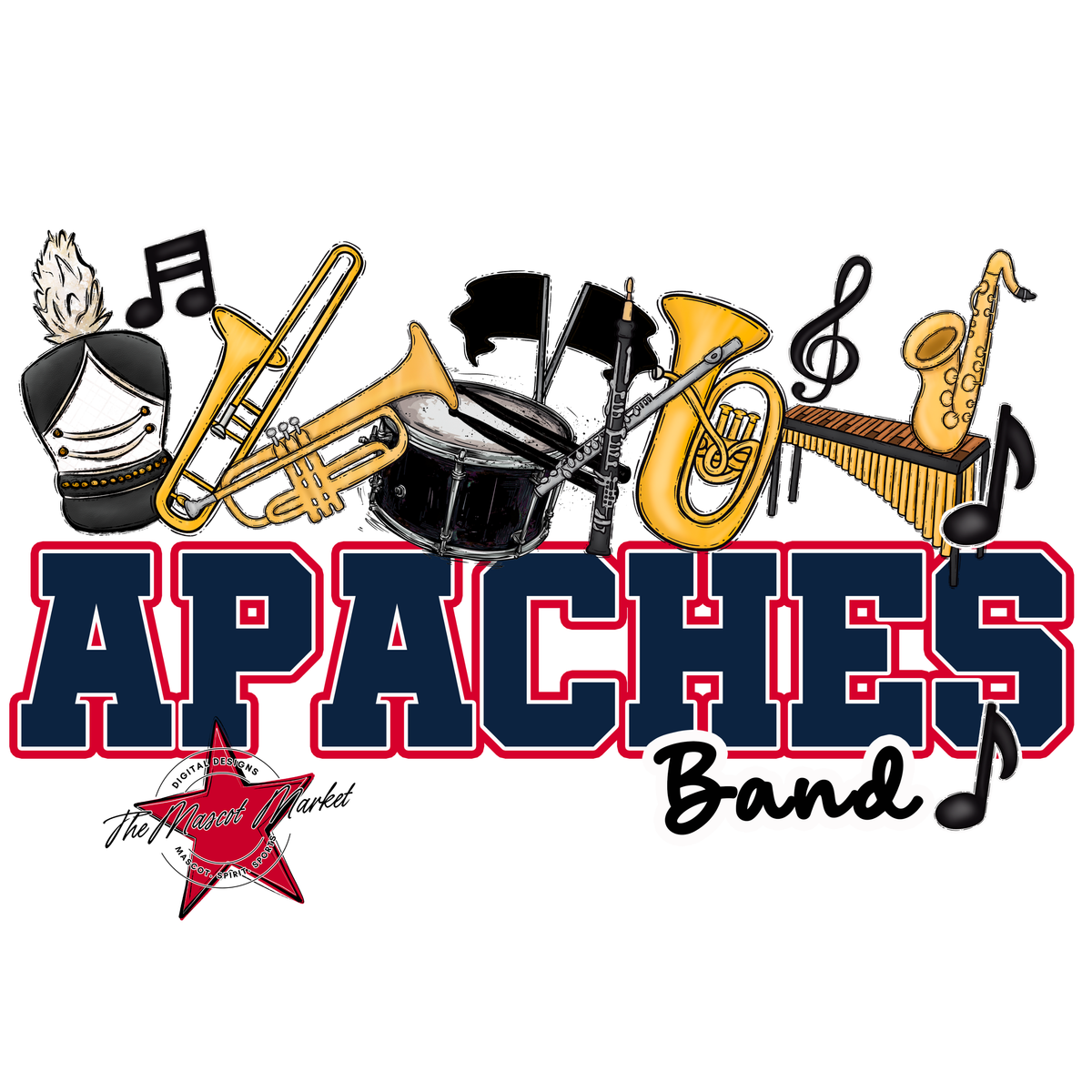 Apaches Varsity Band-Navy & Red