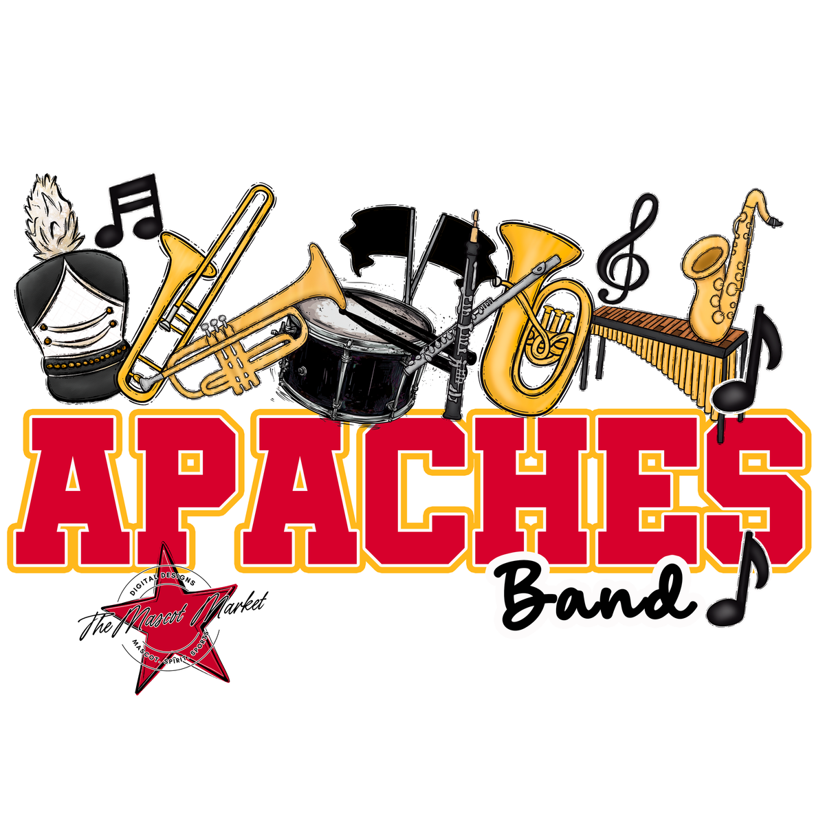 Apaches Varsity Band-Red & Yellow