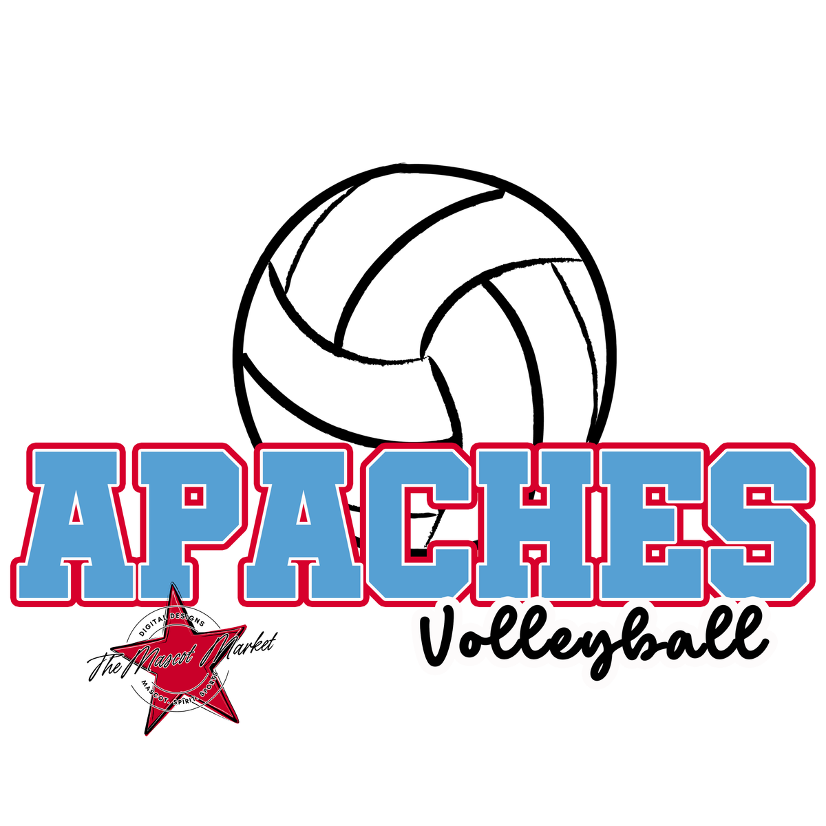 Apaches Varsity Volleyball-Carolina Blue & Red