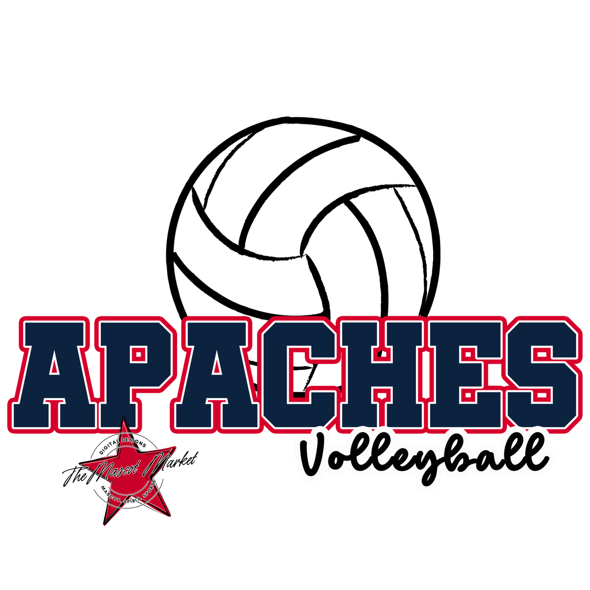 Apaches Varsity Volleyball-Navy & Red