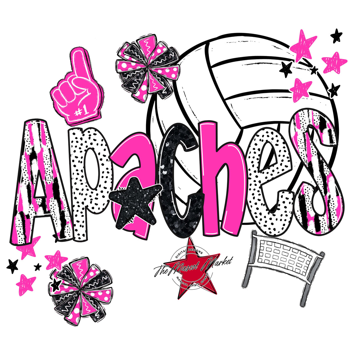 Apaches Volleyball Scrape-Pink