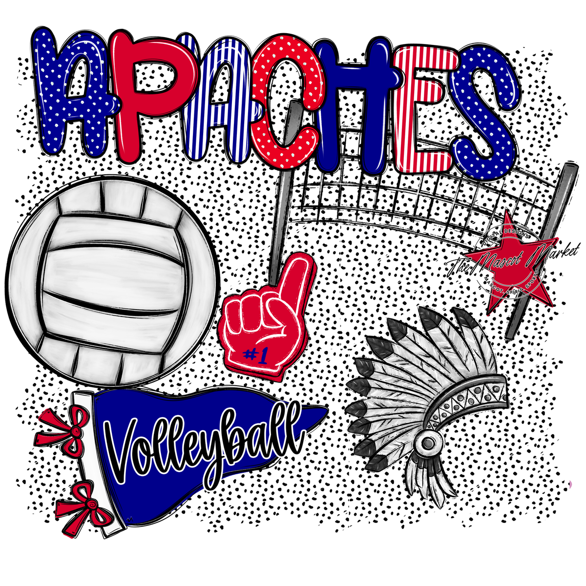 Apaches Volleyball Spirit-Blue & Red