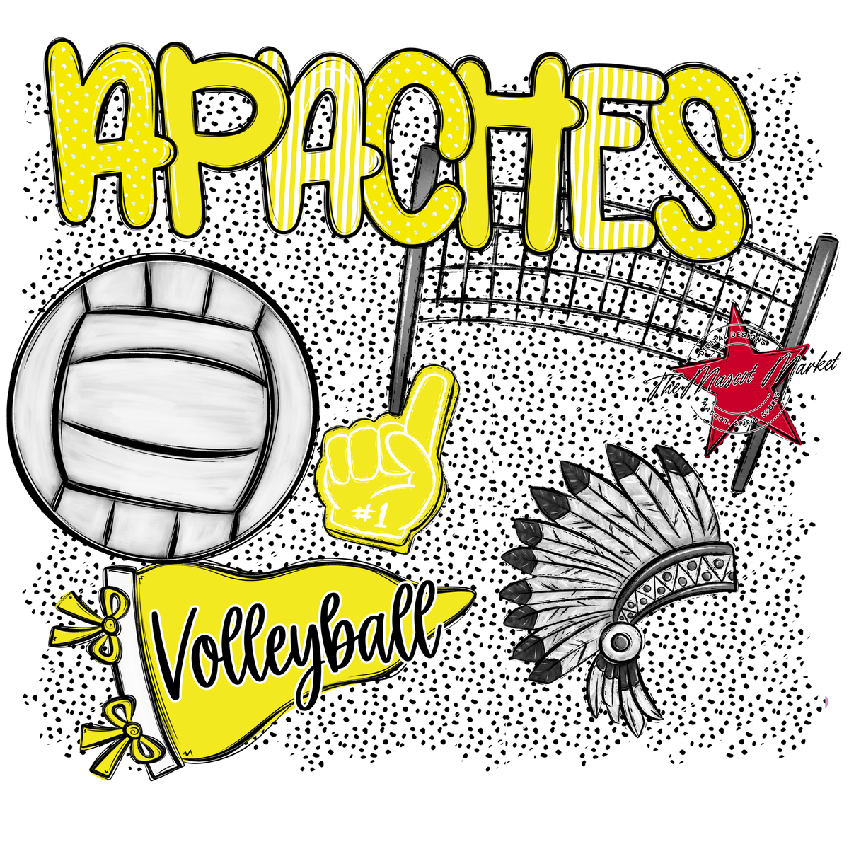 Apaches Volleyball Spirit-Bright Yellow