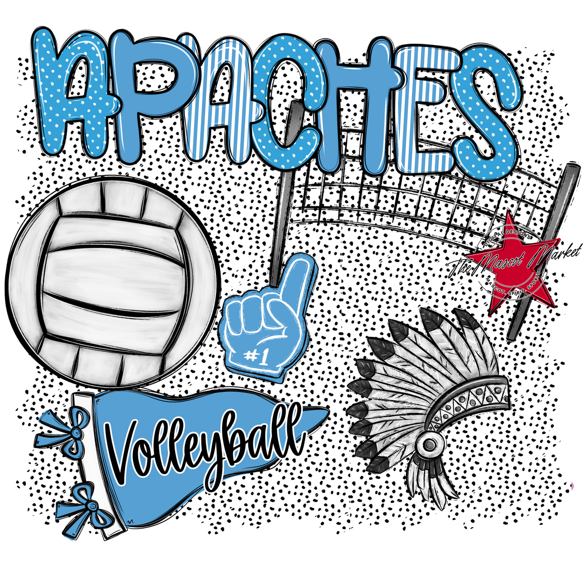 Apaches Volleyball Spirit-Carolina Blue