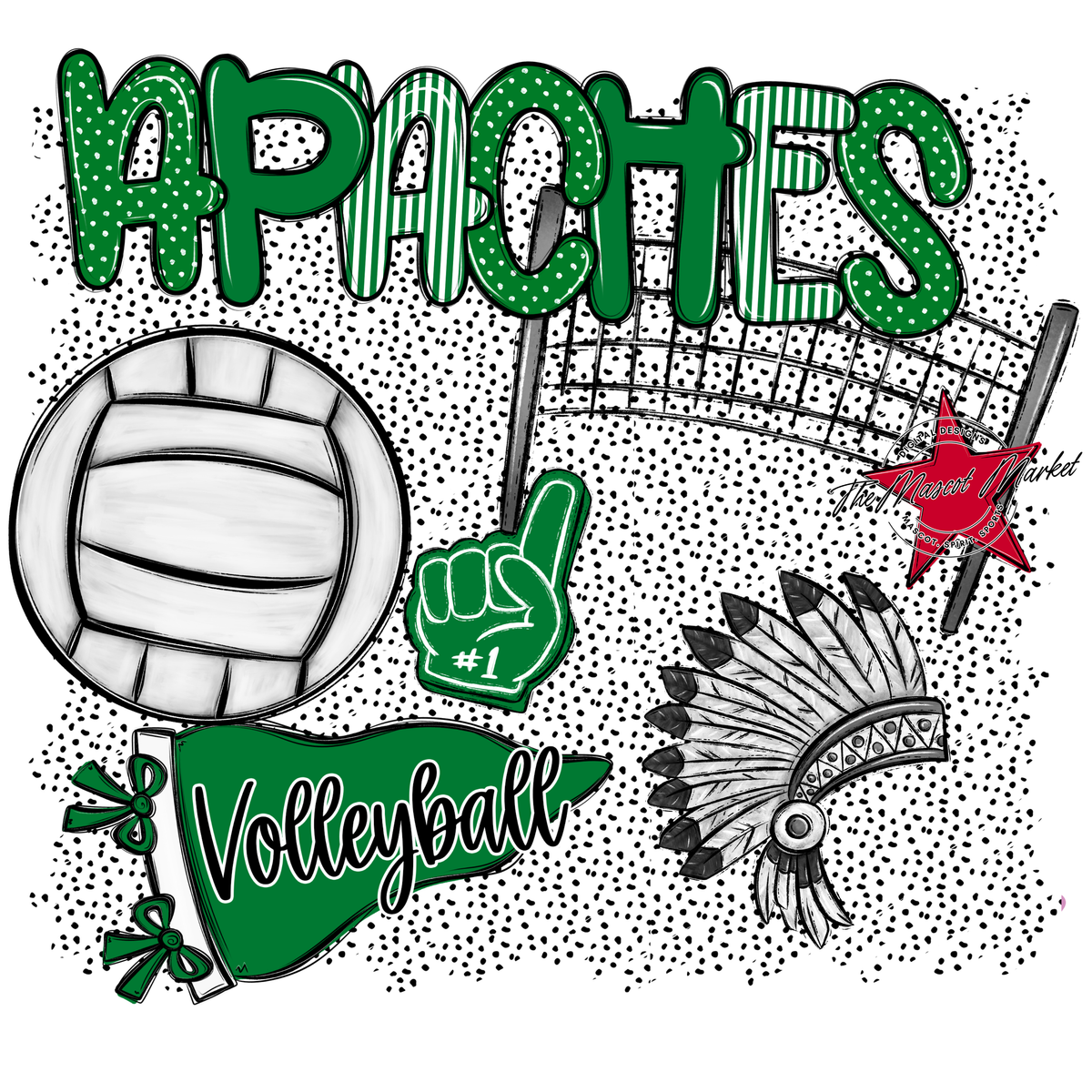 Apaches Volleyball Spirit-Kelly Green