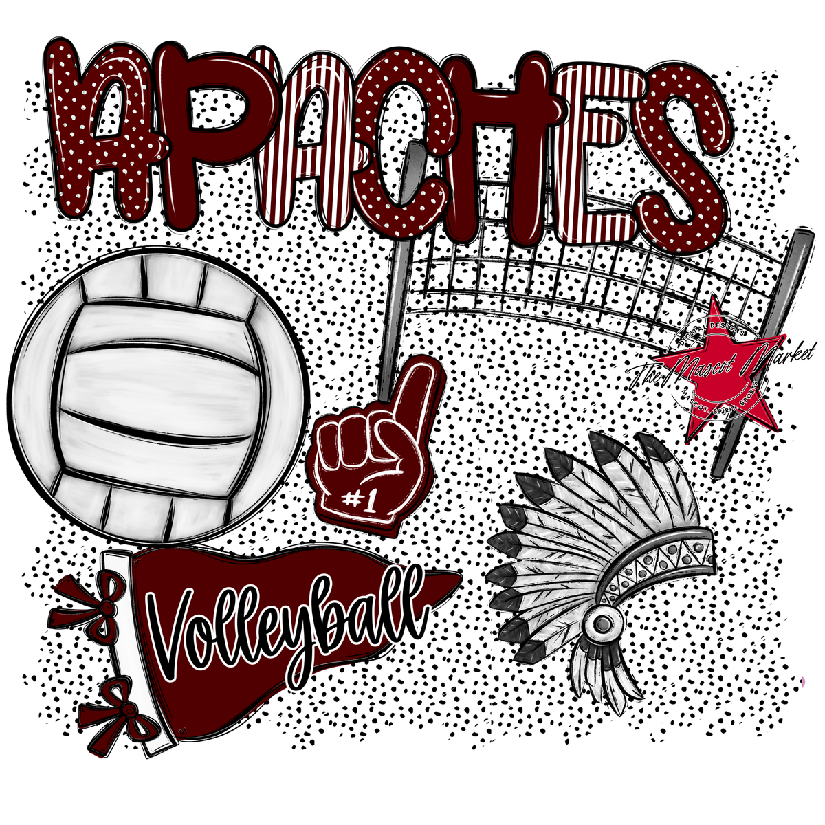 Apaches Volleyball Spirit-Maroon