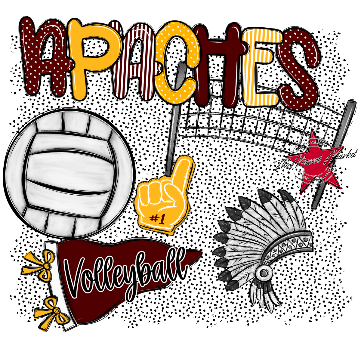 Apaches Volleyball Spirit-Maroon & Yellow