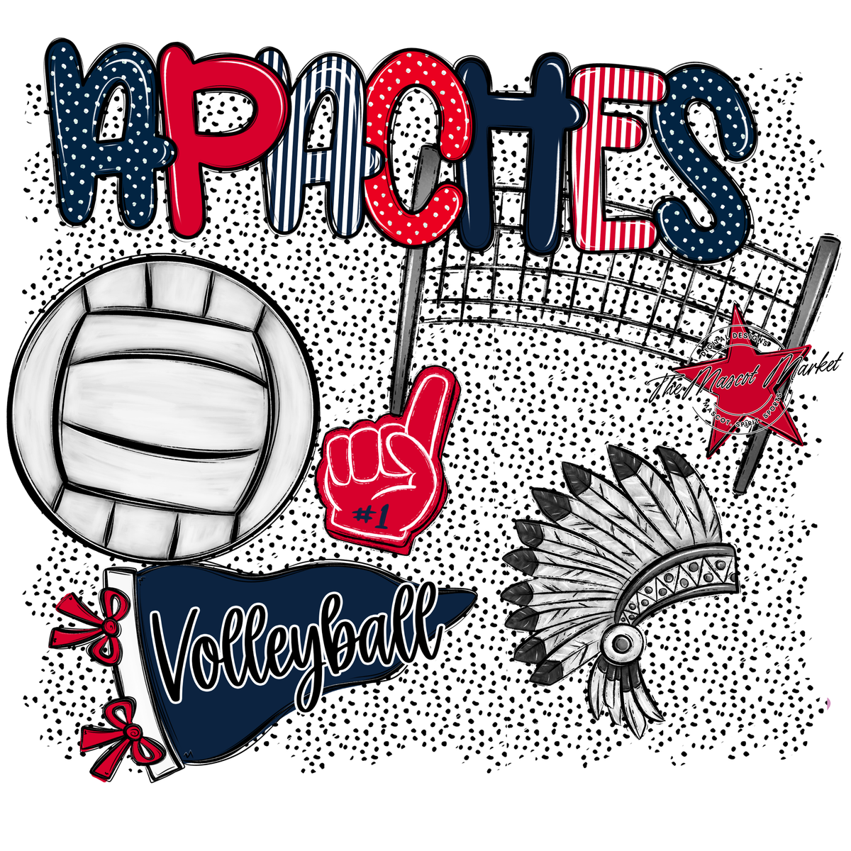 Apaches Volleyball Spirit-Navy & Red