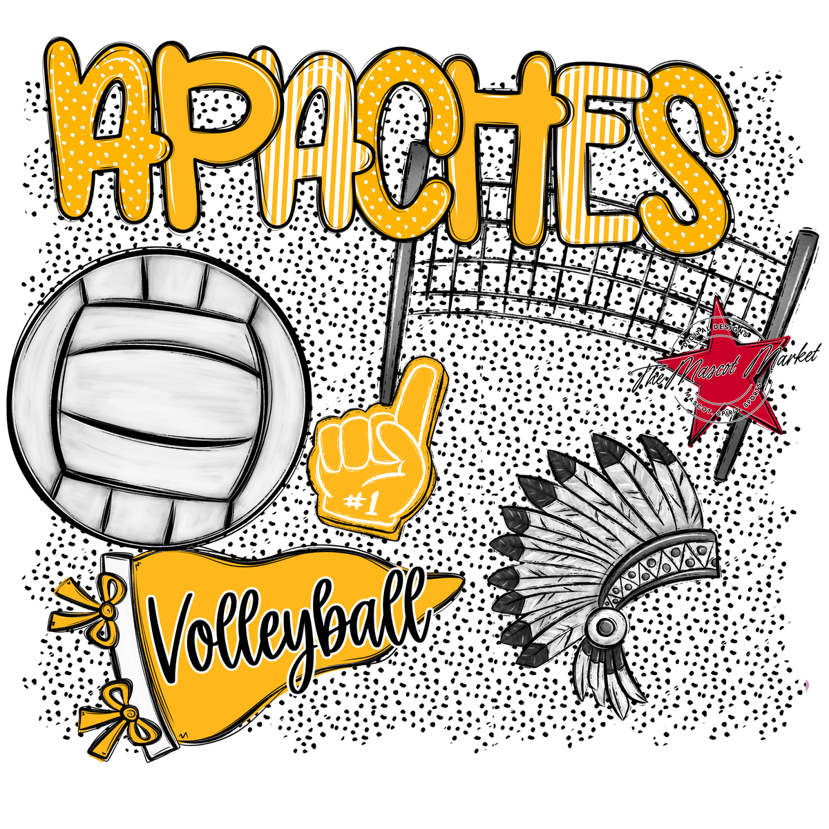 Apaches Volleyball Spirit-Yellow