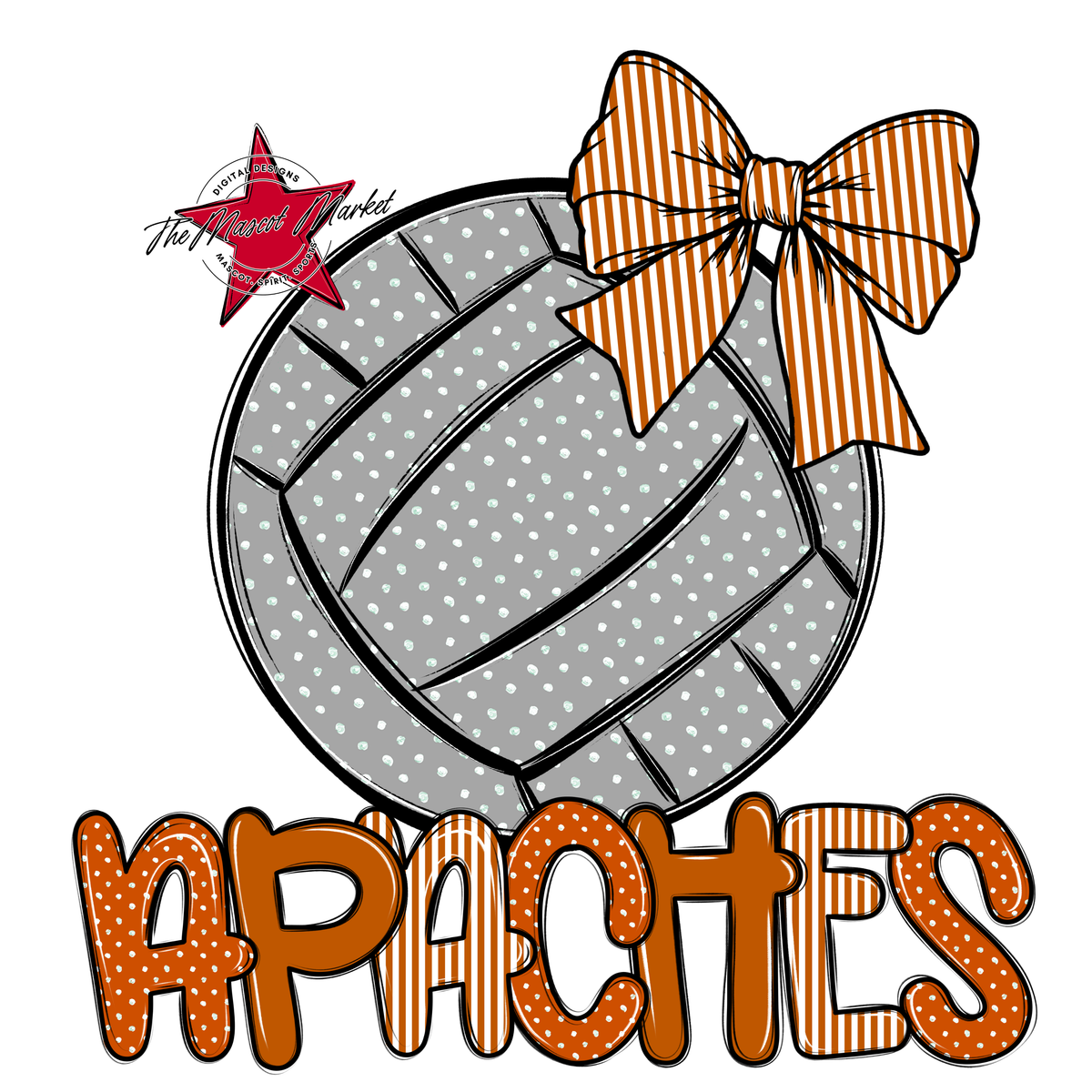 Apaches Volleyball Spirit Design-Burnt Orange