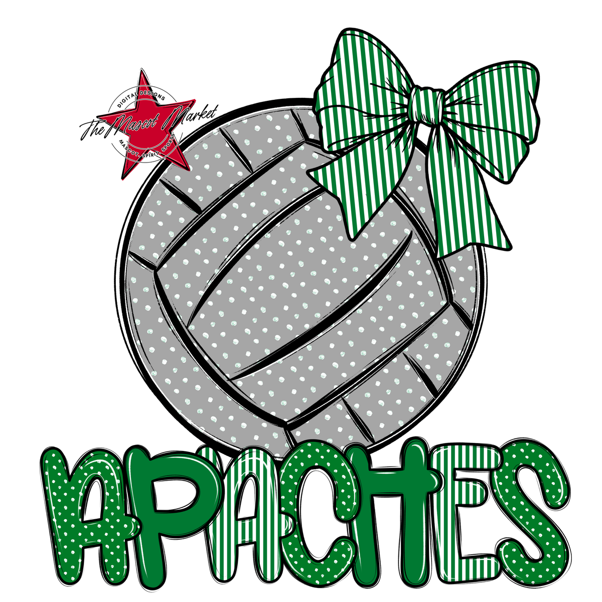 Apaches Volleyball Spirit Design-Kelly Green