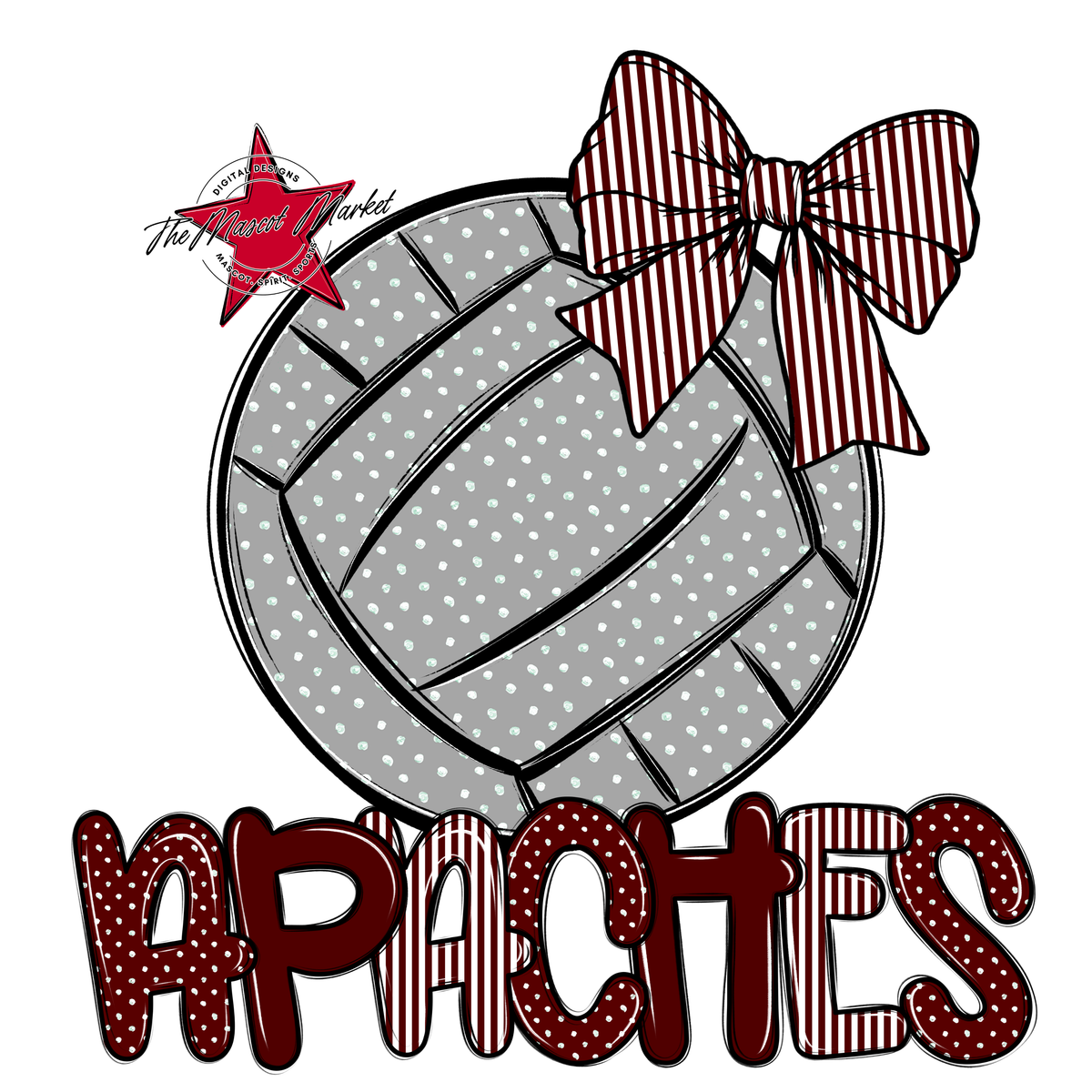 Apaches Volleyball Spirit Design-Maroon