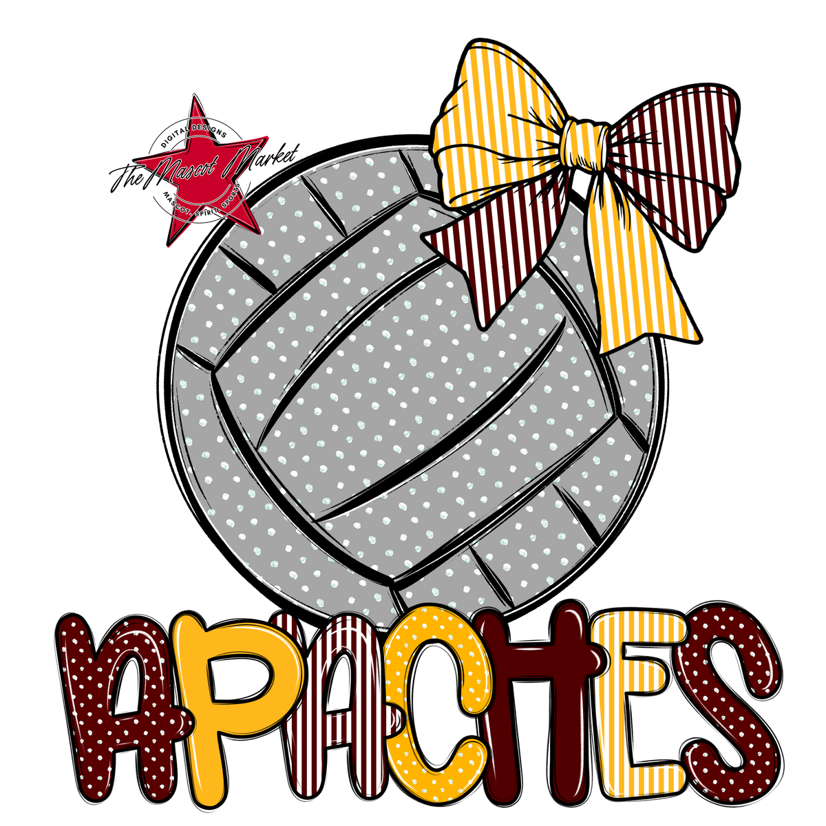 Apaches Volleyball Spirit Design-Maroon & Yellow