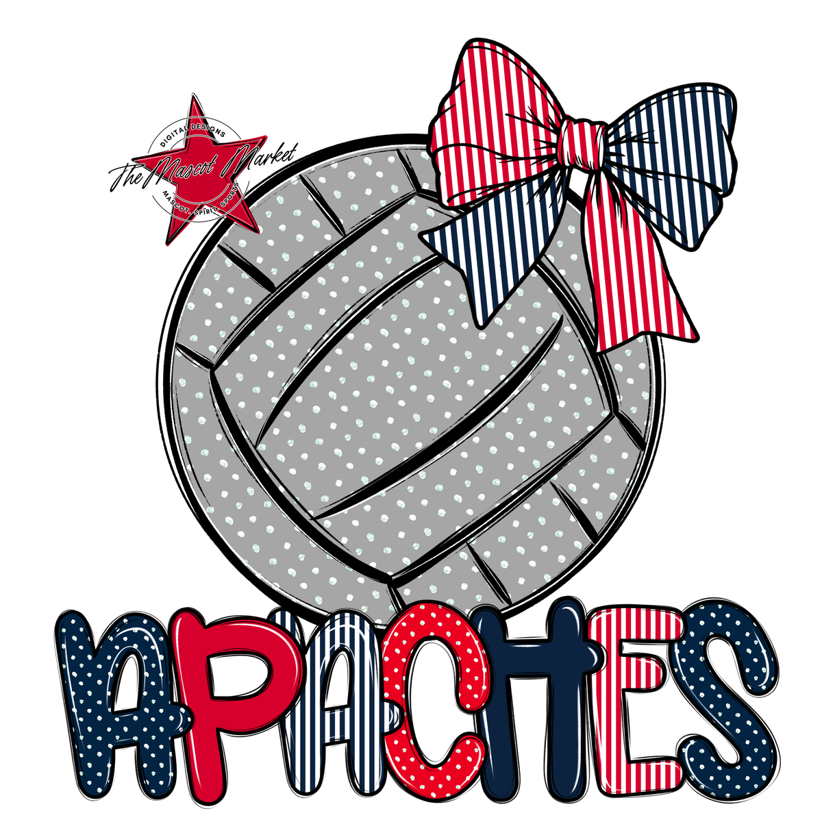 Apaches Volleyball Spirit Design-Navy & Red