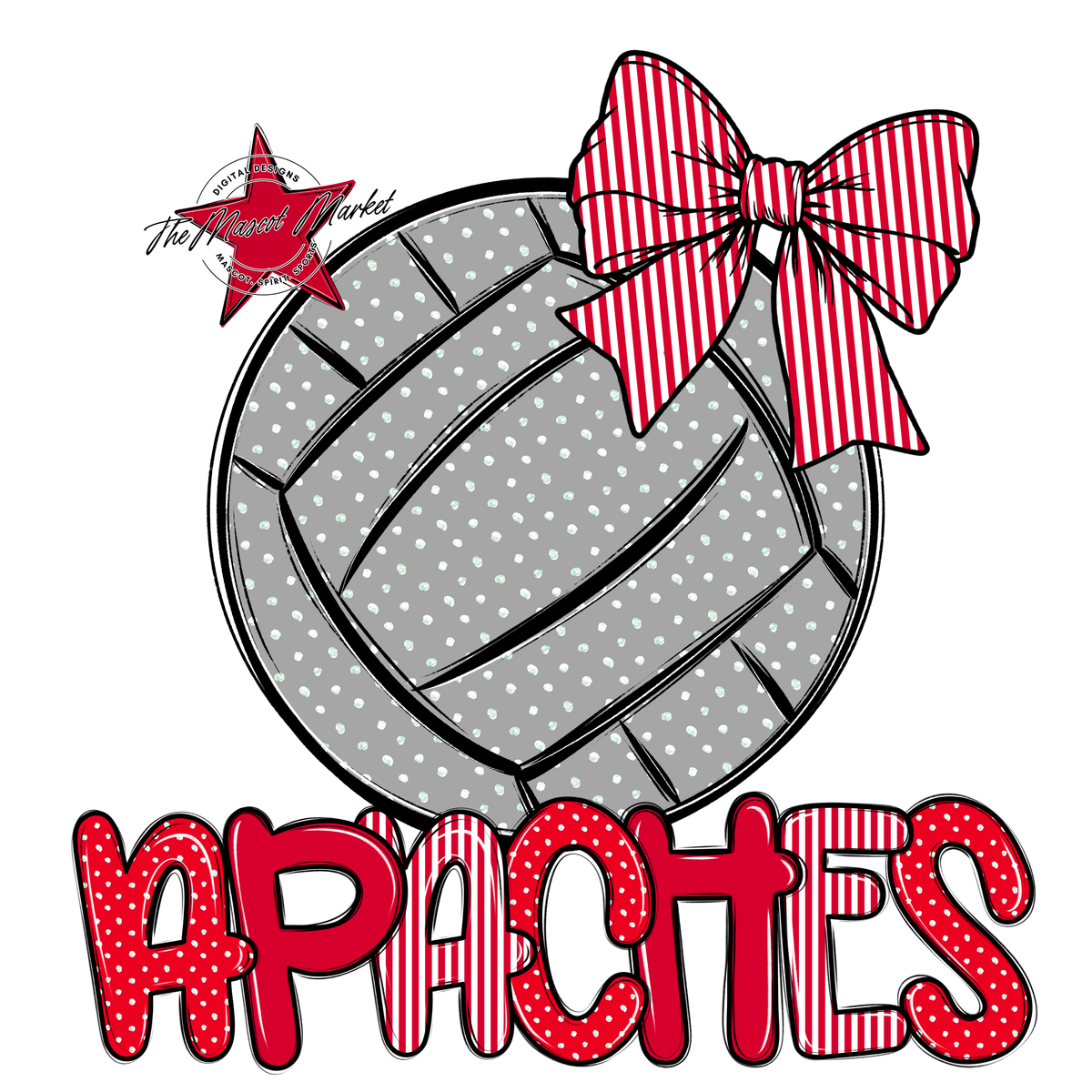 Apaches Volleyball Spirit Design-Red