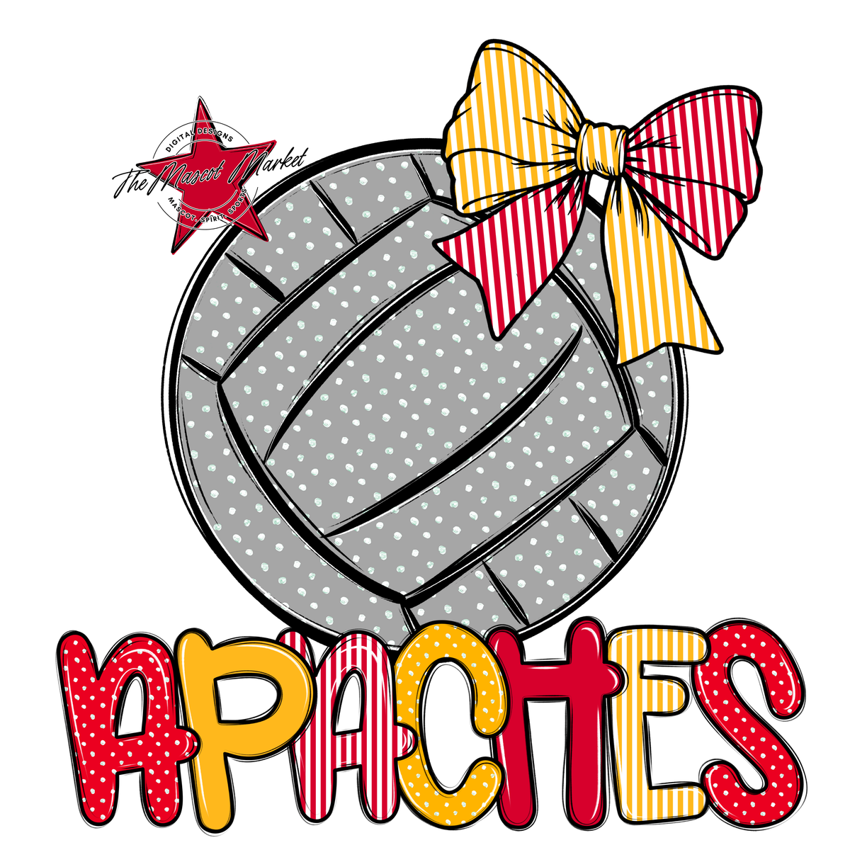 Apaches Volleyball Spirit Design-Red & Yellow