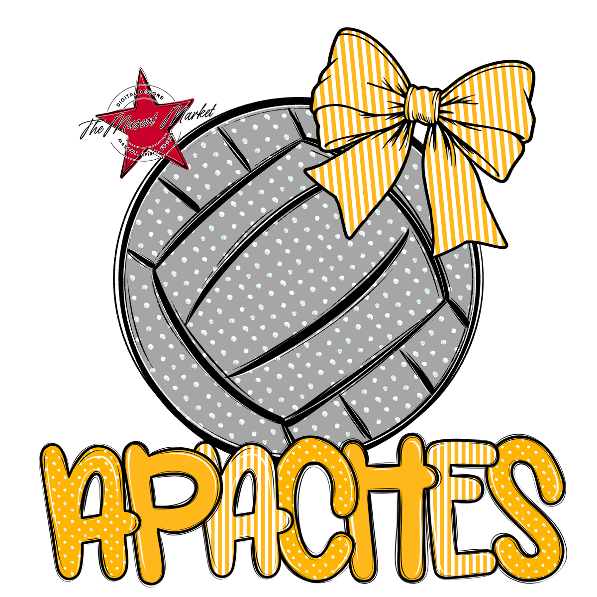 Apaches Volleyball Spirit Design-Yellow