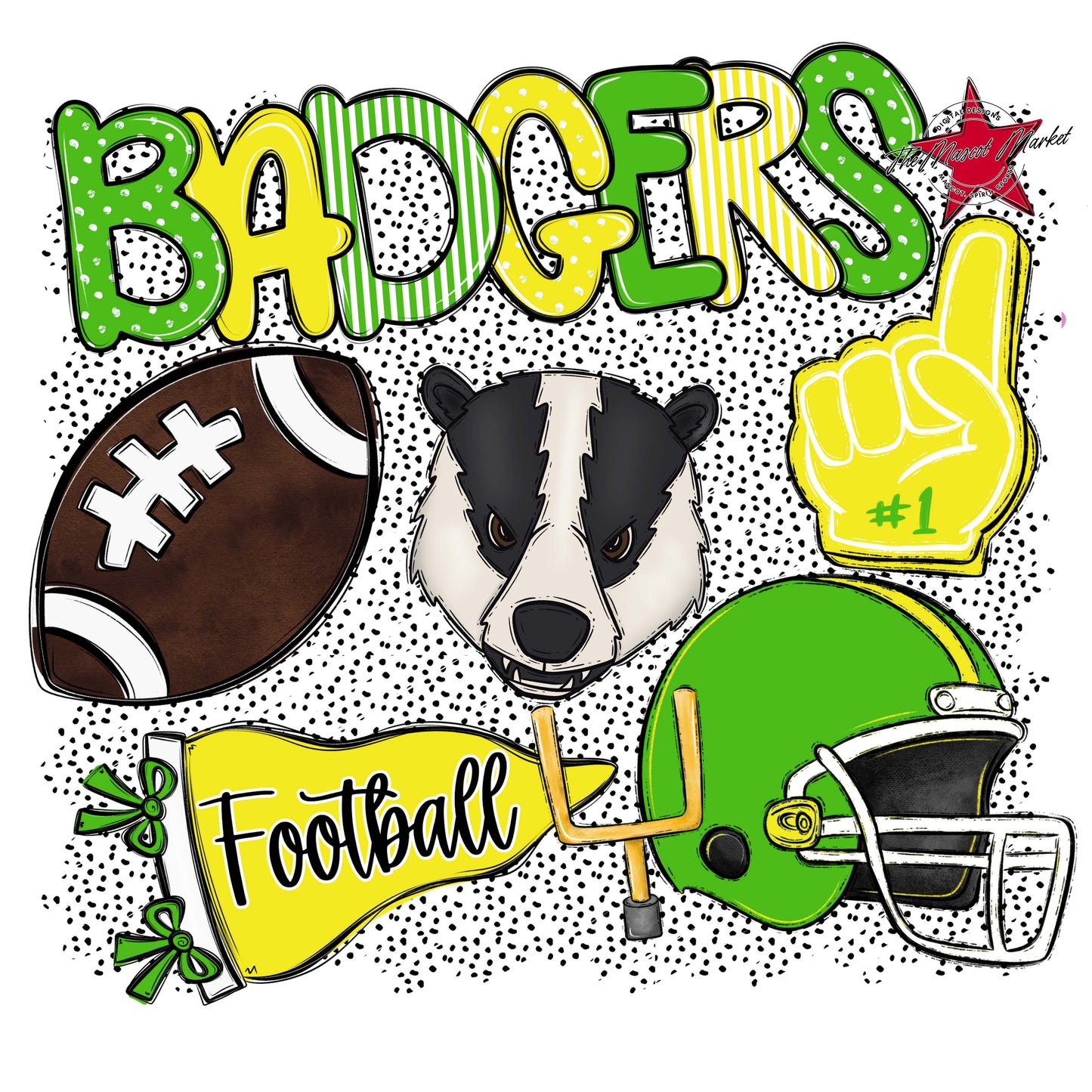 Badgers Football Spirit-Bright Green & Bright Yellow