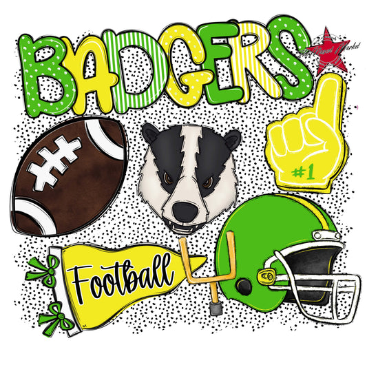 Badgers Football Spirit-Bright Green & Bright Yellow