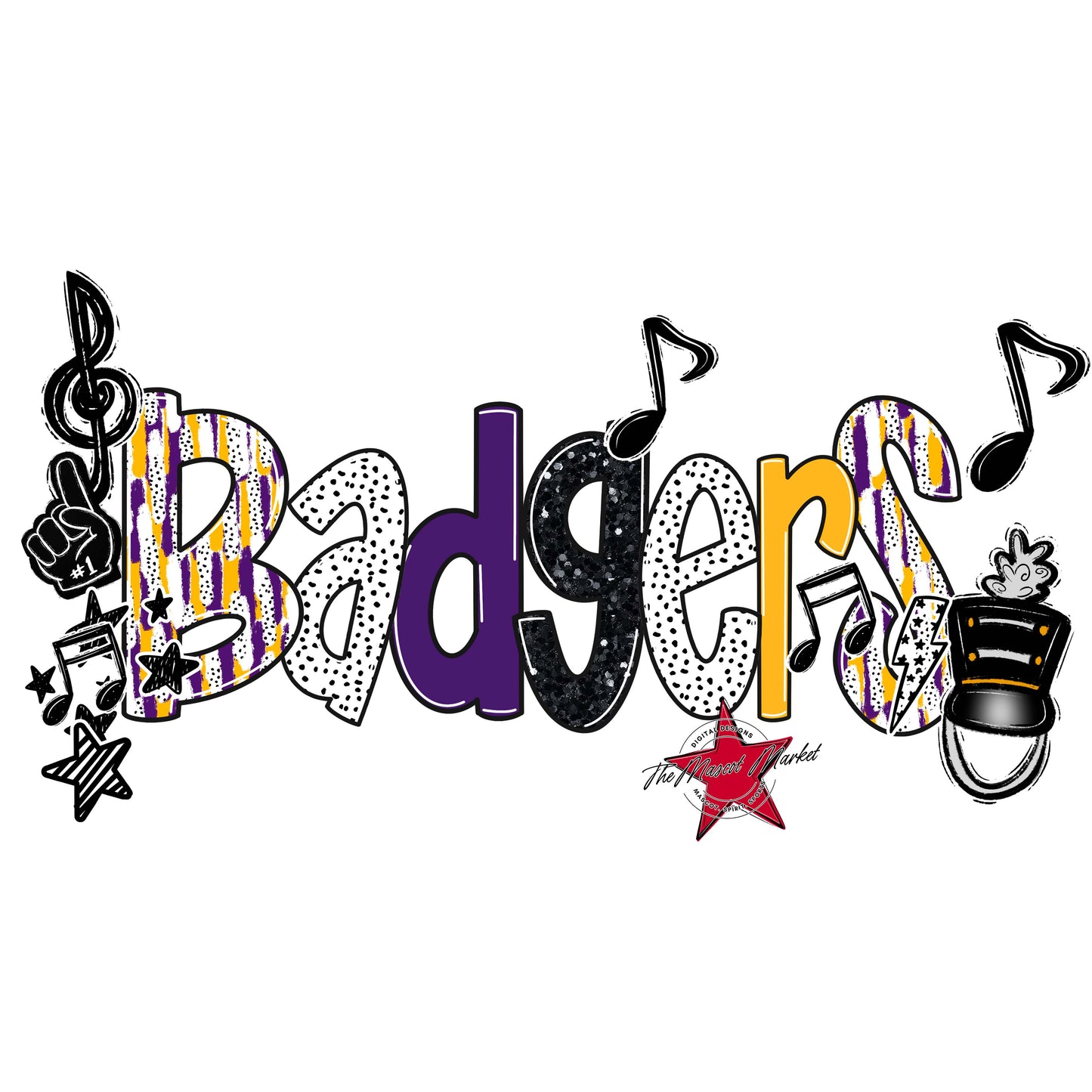 Badgers Band Scrape-Purple & Yellow