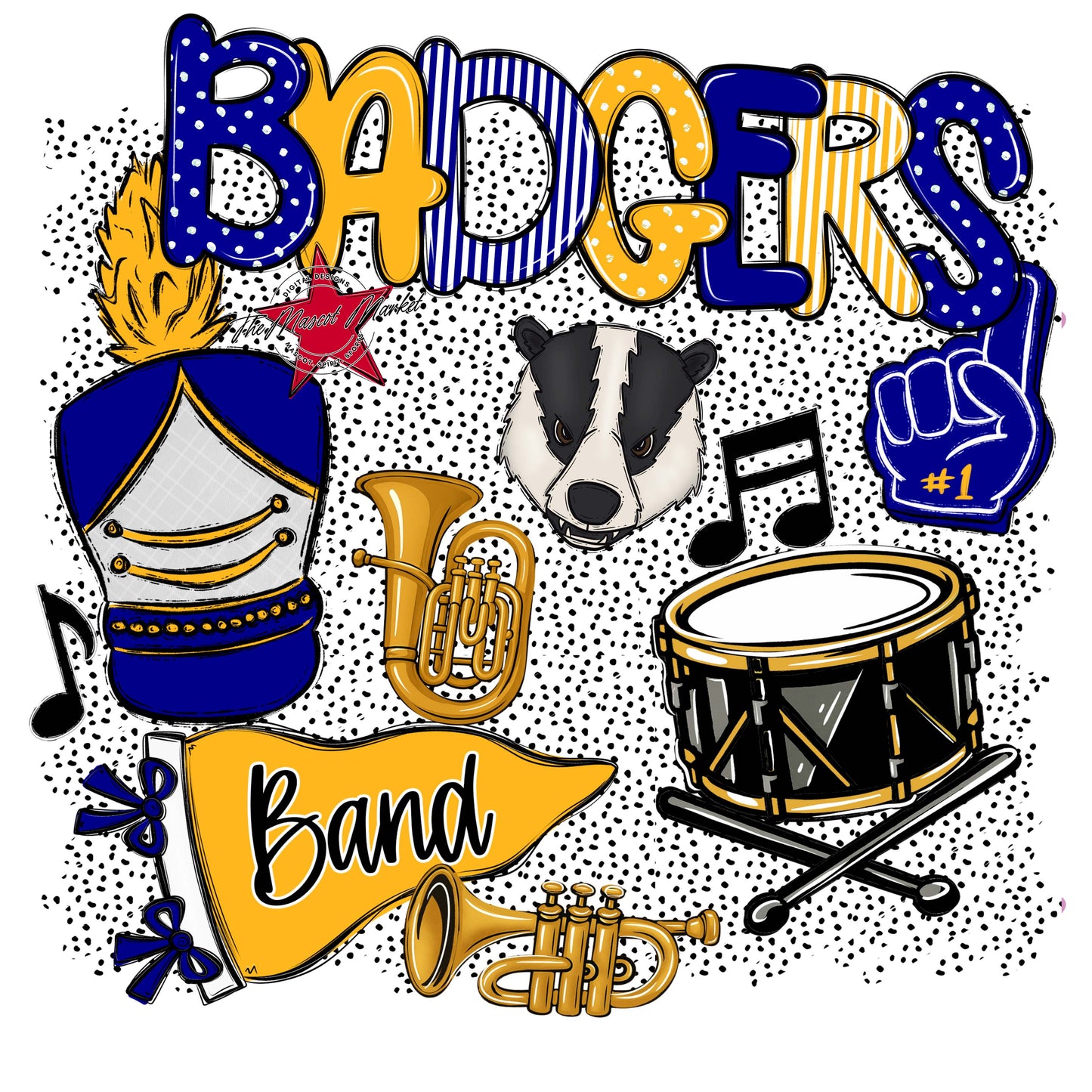 Badgers Band Spirit-Blue & Yellow