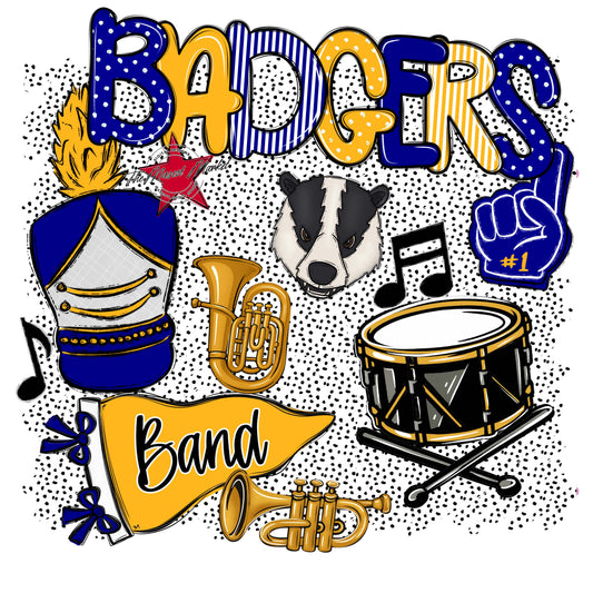 Badgers Band Spirit-Blue & Yellow