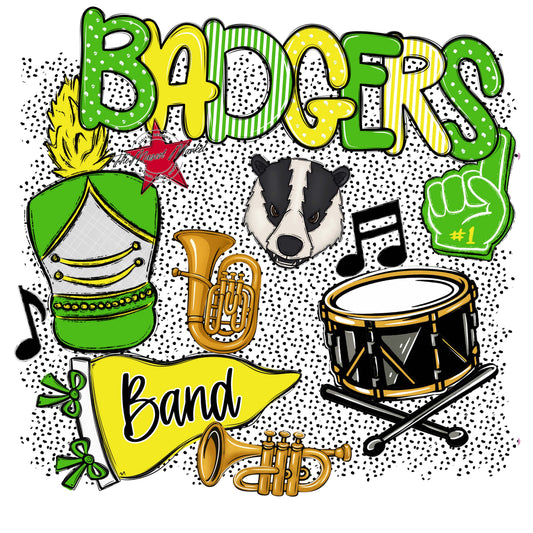 Badgers Band Spirit-Bright Green & Bright Yellow