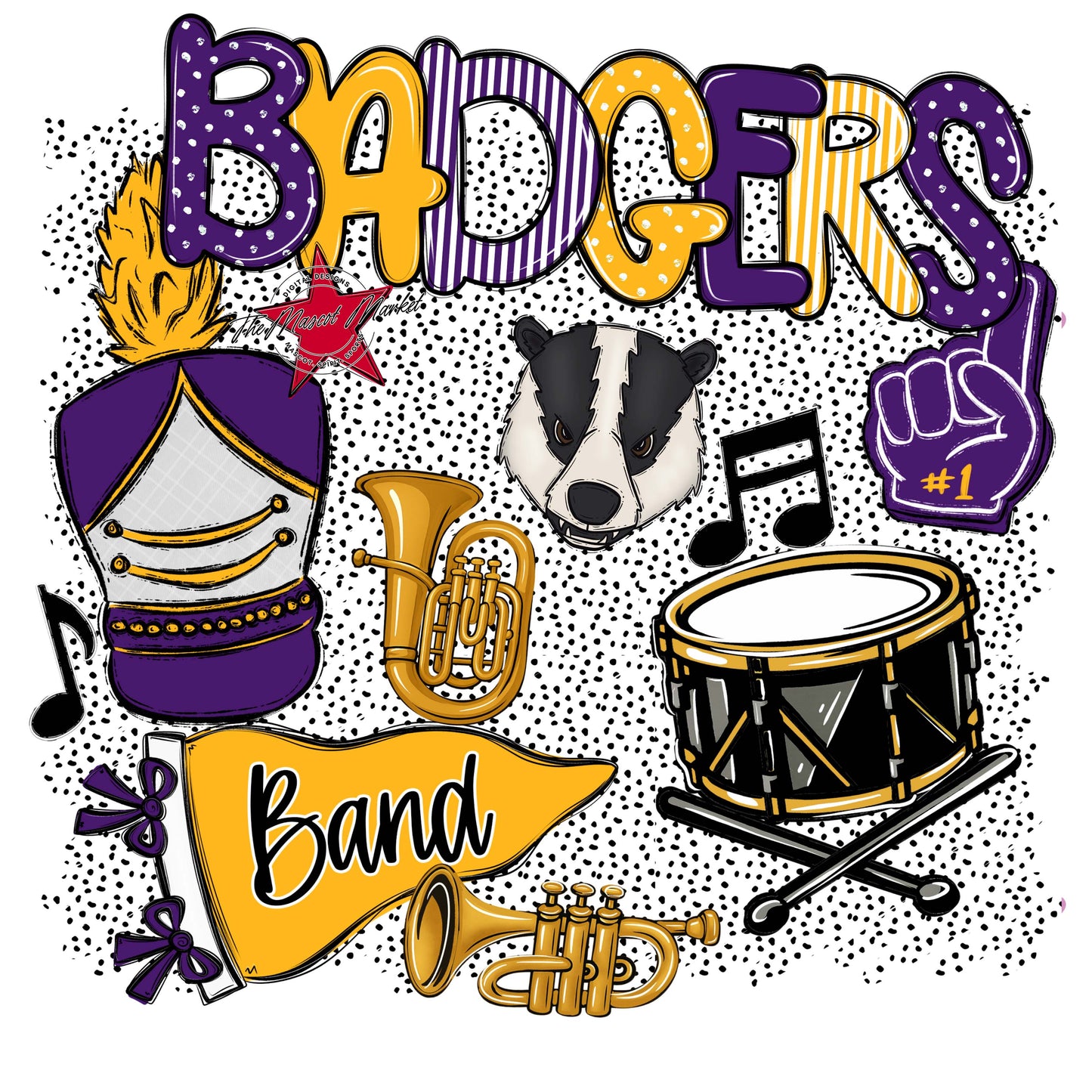Badgers Band Spirit-Purple & Yellow