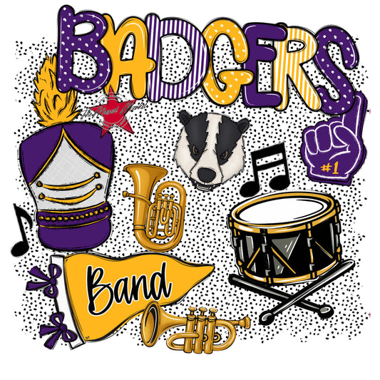 Badgers Band Spirit-Purple & Yellow