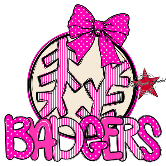 Badgers Baseball-Softball Spirit Design-Pink